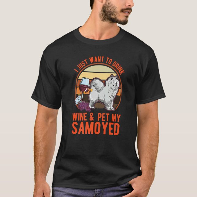 Camiseta Samoyed And Wine   (Frente)