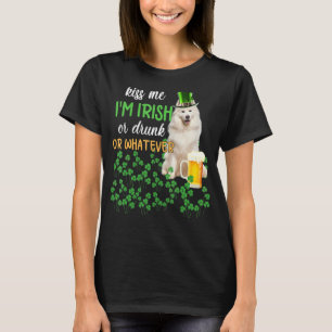 Camiseta Samoyed Beije-me Sou Irlandês, Bebado ou qualquer