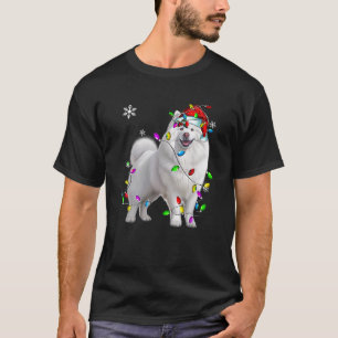 Camiseta Samoyed Embalado Em Cão De Luz De Natal