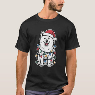 Camiseta Samoyed Envolvido em Luzes de Natal