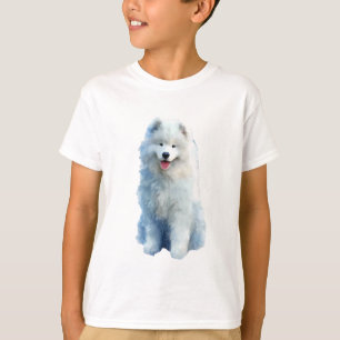 Camiseta Samoyed Fofinho Caprichoso Aquarela para Crianças