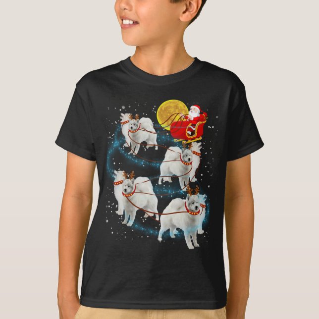 Camiseta Samoyed Reindeer Christmas Lights Pajama (Frente)