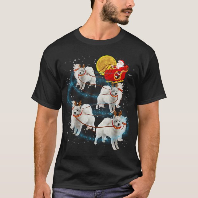 Camiseta Samoyed Reindeer Christmas Lights Pajama (Frente)