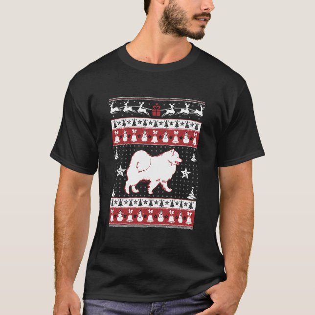 Camiseta Samoyed Ugly Christmas Sweater Xmas T-Shirt Samoye (Frente)