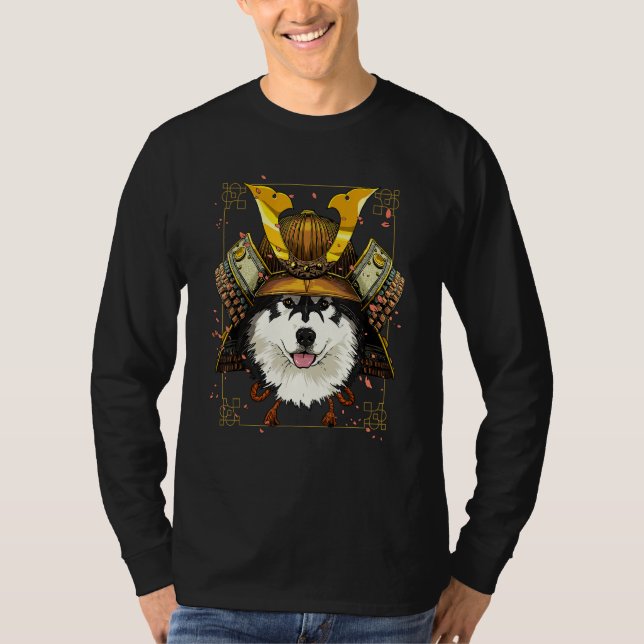 Camiseta Samurai Alaskan Malamute Japanese Warrior Bushido  (Frente)