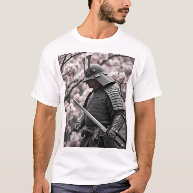 Camiseta Samurai antigo - Um tributo ao carvão ao Guerreiro (Frente)