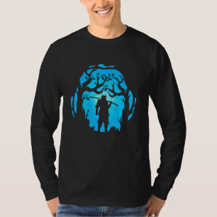 Camiseta Samurai Azul Noite Sonhadora Mágica Silhueta Flore