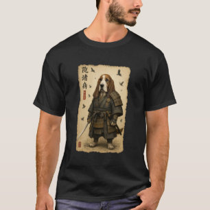 Camiseta Samurai Basset Hound Arte Japonês Vintage