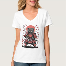 Camiseta Samurai Bear Feminina Decote V