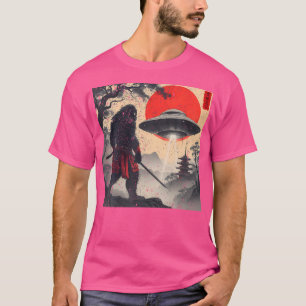 Camiseta Samurai Bigfoot Japonês Ufo Vintage Graphic Ukiyo