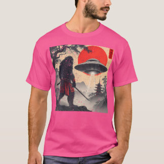 Camiseta Samurai Bigfoot Japonês Ufo Vintage Graphic Ukiyo
