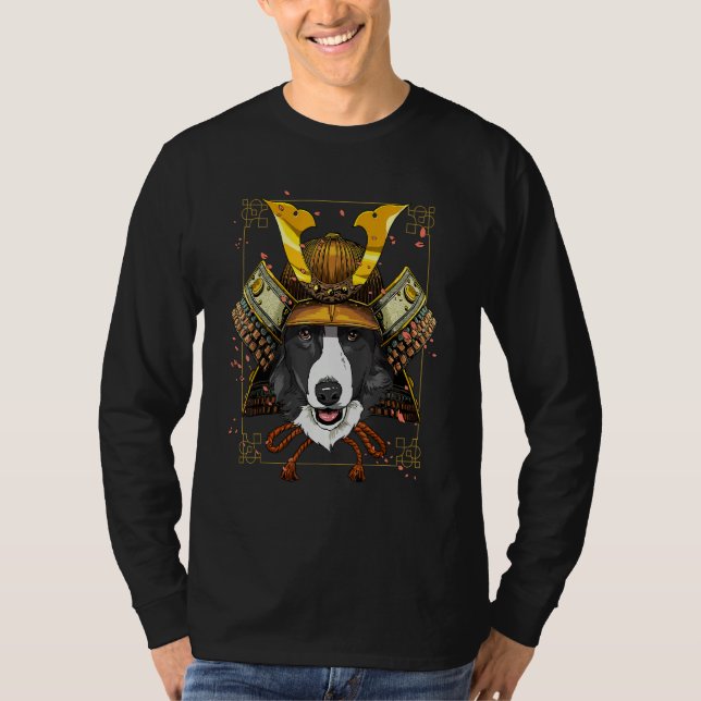 Camiseta Samurai Border Collie Pet Dog  Japanese Warrior Bu (Frente)