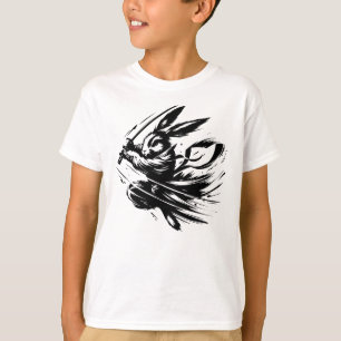 Camiseta Samurai Bunny Black Ink Warrior Rabbit