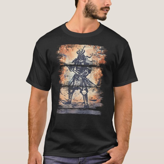 Camiseta Samurai Bushido Warrior Katana Sword de volta (Frente)