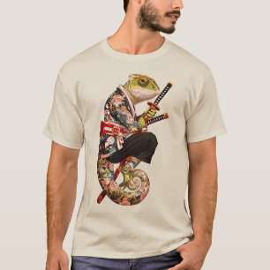 Camiseta Samurai Camaleão – Guerreiro Tatuado com Katana