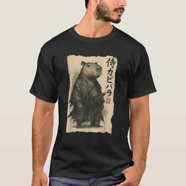 Camiseta Samurai Capybara Funny Capybara Japonês (Frente)