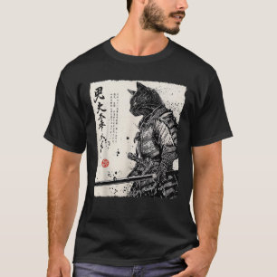 Camiseta Samurai Cat. Animação de Arte Japonesa Oferece Hom