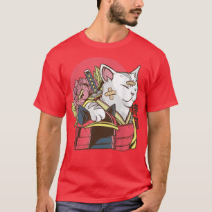 Camiseta Samurai Cat com Artes Marciais Asiáticas de Constr