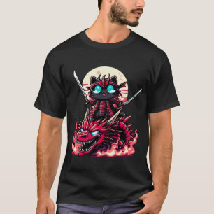 Camiseta Samurai Cat com Espada no Dragão na Batalha Epic 3