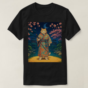 Camiseta Samurai Cat em um Kimono