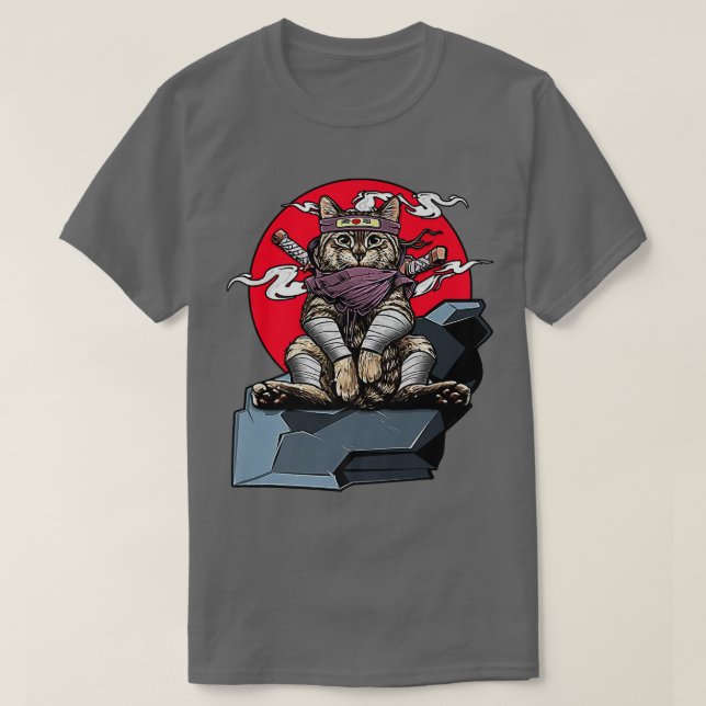 Camiseta Samurai Cat Japanese Katana Warrior Ninja Sword Vi (Frente do Design)