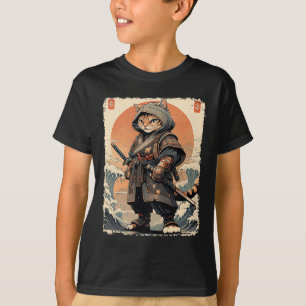 Camiseta Samurai Cat Katana Cheio Guerreiro Guerreiro do Ex