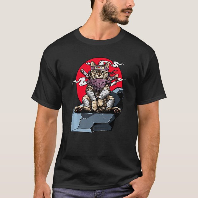 Camiseta Samurai Cat. Katana - Guerreiro Ninja Espada Vi (Frente)