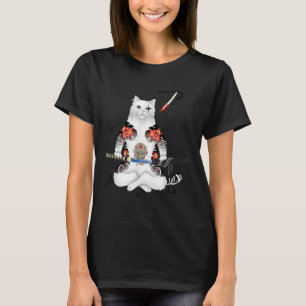 Camiseta Samurai Cat Katana Ninja Yakuza Tattoo