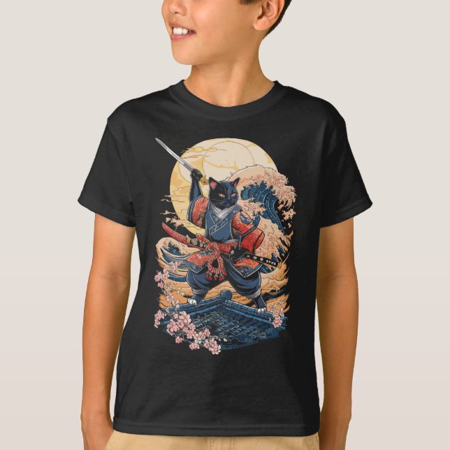 Camiseta Samurai Cat Ninja (Frente)