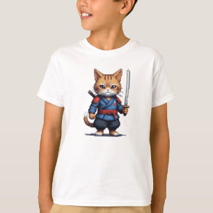 Camiseta Samurai Cat Pixel Art