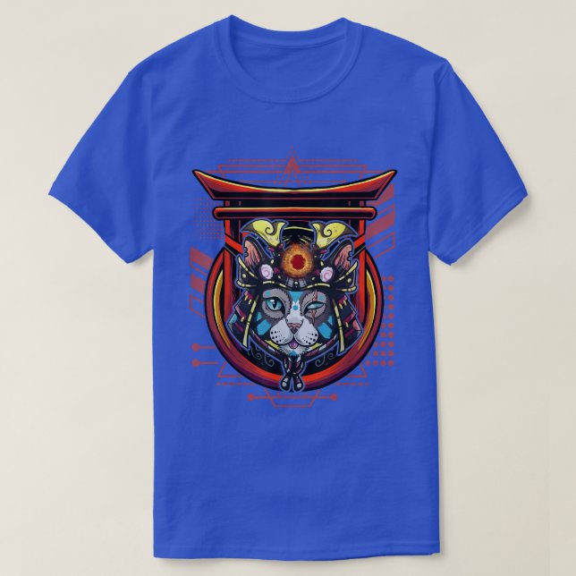 Camiseta Samurai cat T-Shirt (Frente do Design)