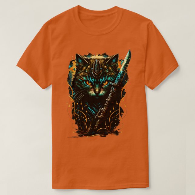 Camiseta Samurai Cat The Feline Warrior (Frente do Design)
