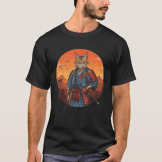 Camiseta Samurai Cat Vintage Artéria Guerreira Japonesa Grá