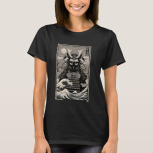 Camiseta Samurai Cat Vintage Japonês Ukiyo e Art