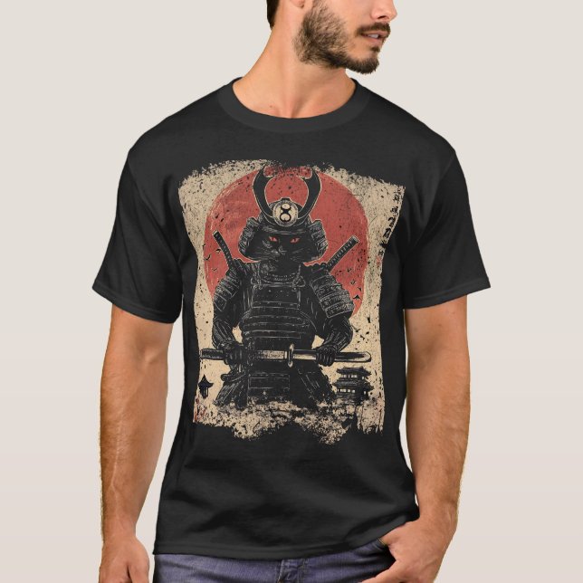 Camiseta Samurai Cat Warrior Art Lovers (Frente)
