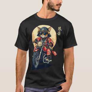Camiseta Samurai Cat Warrior do Japão Tattoo Kawaii Nin