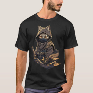 Camiseta Samurai Cat Warrior Japanese Style Feline Art 