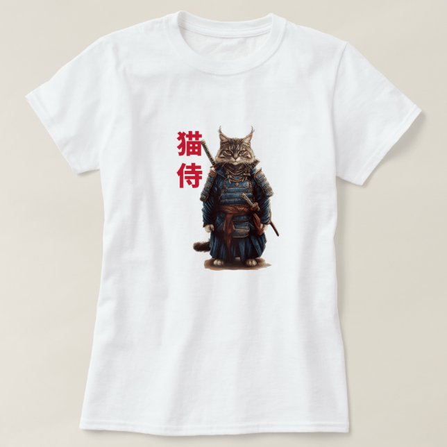 Camiseta Samurai Cat Warrior (Neko Samurai) (Frente do Design)