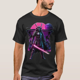 Camiseta Samurai Ciber Neon Vapore Onda Guerreiro Arte