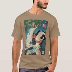 Camiseta Samurai Cockatoo Parrot Ukiyoe Samurai Japonês Lo