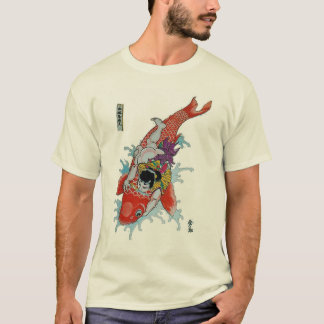 Camiseta Samurai contra peixes gigantes do koi