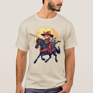 Camiseta Samurai Cowboy Gato & Guaxinim montando cavalo Úni