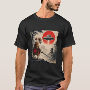 Camiseta Samurai do Bulldog Inglês OVNI Vintage Japonês Uki