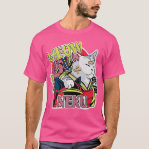 Camiseta Samurai do Gato de Anime Japonês (2)