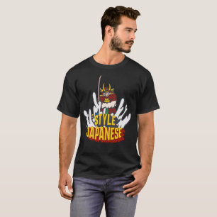 Camiseta samurai e água, estilo japonês, simples e legal