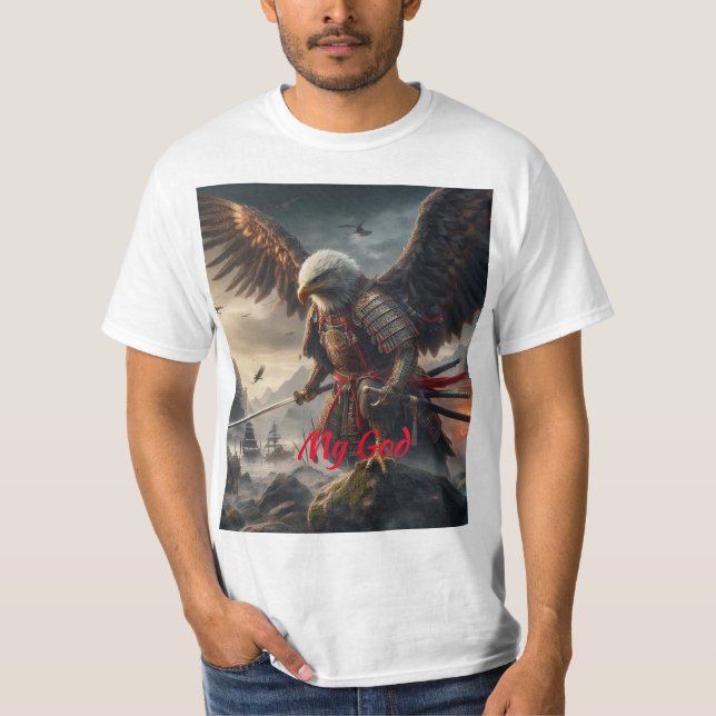 Camiseta Samurai Eagle: Cena do Campo de Batalha Hiperreali (Frente)