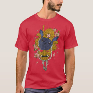 Camiseta Samurai French Bulldog Flores Japoneses Guerreiro