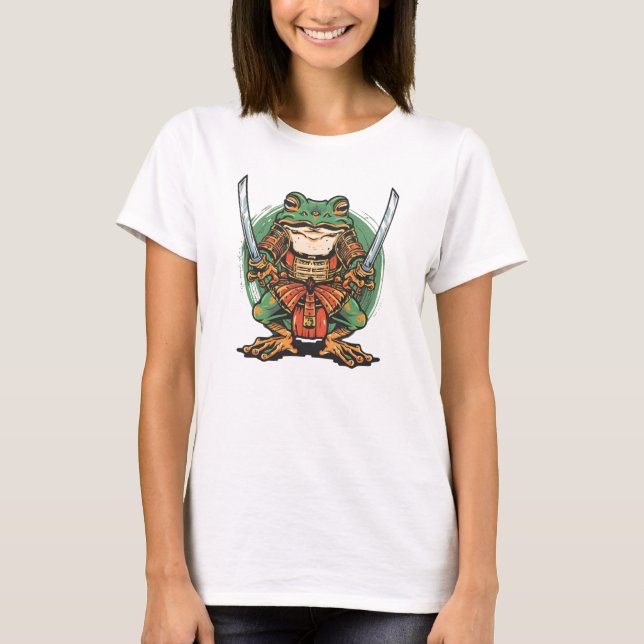 Camiseta  Samurai frog warrior Basic 3/4 Sleeve Raglan T-Sh (Frente)