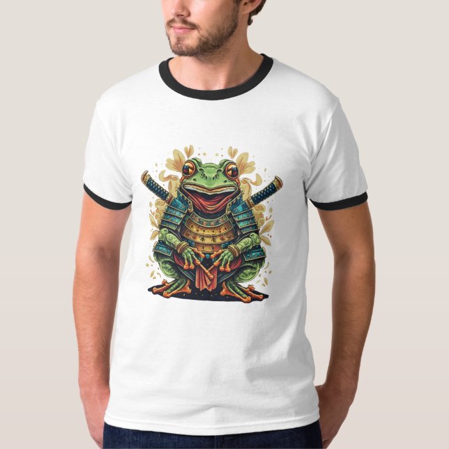 Camiseta Samurai frog warrior Basic Ringer T-Shirt (Frente)