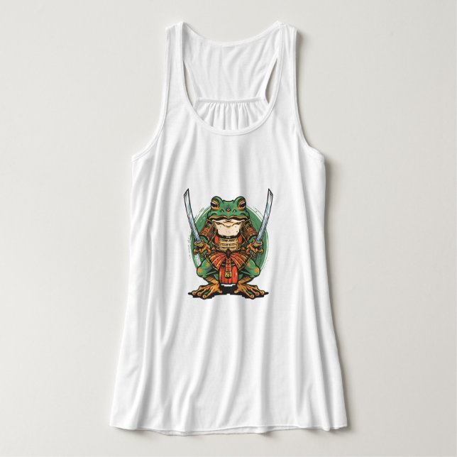 Camiseta Samurai Frog Warrior Flowy Racerback (Frente do Design)